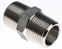 826-7065 RS PRO Stainless Steel Pipe Fitting, Straight Hexagon Nipple Joint, Male R 1in x Male R 1in
