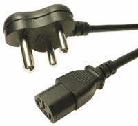 285-094 RS PRO Straight Type D Indian Plug Socket to Straight IEC C13 Plug Power Cord, 2m