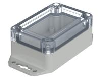 07709064-xm-090604-g-wl-7035 Bopla Euromas X Series Light Grey Polycarbonate Enclosure, IP66, IP68, IK07, Flanged, Clear Lid, 90 x 60 x 39.9mm