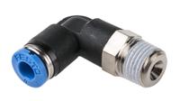 qsl-18-4 Festo QS Series Elbow Threaded Adaptor, R 1/8 Male to Push In 4 mm, Threaded-to-Tube Connection Style, 153045