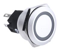 82-65511116 EAO 82 Series Illuminated Push Button Switch, Momentary, Panel Mount, 22.3mm Cutout, SPDT, Red LED, 240V, IP65, IP67