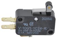 v-10g5-1c24-k Omron Short Hinge Roller Lever Micro Switch, Quick Connect Terminal, 10 A @ 250 V ac, SP-CO, IP40