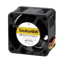 9wpa0424p3g001 Sanyo Denki Axial Fan, 24 V dc, dc Operation, 0.63m³/min, 1.44W, 60mA Max, IP68, 40 x 40 x 28mm