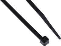811-1587 RS PRO Cable Tie, Heat Stabilised, 180mm x 3.6 mm, Black Nylon, Pk-100