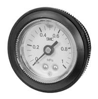 g46-10-01 SMC Analogue Pressure Gauge 1MPa Back Entry 42.5mm Outside Diameter, With RS Calibration