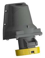 2cma101212r1000-216ers4w Amphenol Industrial, Easy & Safe IP67 Yellow Wall Mount 2P + E Right Angle Industrial Power Socket, Rated At 16A, 110 V