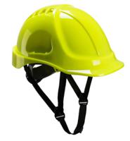 161-8137 Portwest Hi-Viz Yellow Safety Helmet with Chin Strap, Ventilated