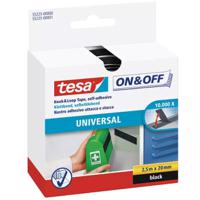 55225-00000-02 Tesa Black Hook & Loop Tape, 20mm x 2.5m