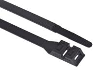 865-9647 RS PRO Cable Tie, Double Locking, 360mm x 9 mm, Black Nylon, Pk-100