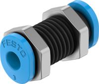 qsms-3 Festo QSMS Series Bulkhead Tube-to-Tube Adaptor, Push In 3 mm to Push In 3 mm, Tube-to-Tube Connection Style, 153375