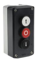 xald324 Schneider Electric Spring Return Enclosed Push Button - SPST, Polycarbonate, 3 Cutouts, Black, Red, White, Yes, IP66,