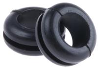 633-02150-hv1215-pvc-fr-bk HellermannTyton HV Black PVC 8mm Cable Grommet for Maximum of 6mm Cable Dia. 633-02150 HV1215-PVC-FR-BK