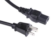 123-0950 RS PRO Straight IEC C15 Socket to Straight Type B US Plug Plug Power Cord, 2m