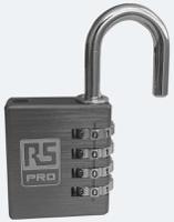 196-3970 RS PRO Combination Aluminium Combination Padlock, 6mm Shackle, 40mm Body