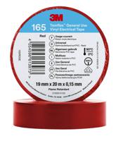 3m-165-red-19mm-x-20m 3M Temflex 165 Red Vinyl Electrical Tape, 19mm x 20m