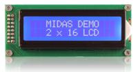 mc21605b6wk-bnmlw-v2 Midas MC21605B6WK-BNMLW-V2 Alphanumeric LCD Alphanumeric Display, 2 Rows by 16 Characters