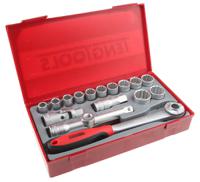 tt1218 Teng Tools 18-Piece Metric 1/2 in Standard Socket Set with Ratchet, 12 point