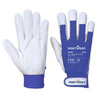 a250blum Portwest Hand Protection Blue Cotton, Leather, Polyester Work Gloves, Size M