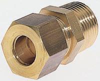 0105-12-13 Legris Brass Pipe Fitting, Straight Compression Coupler, Male R 1/4in to Female 12mm