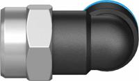 qslf-18-6-b Festo QS Series Elbow Threaded Adaptor, G 1/8 Female to Push In 6 mm, Threaded-to-Tube Connection Style, 153274