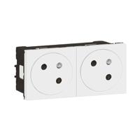 077142l Legrand Mosaic White 2 Gang Plug Socket, 16A, Indoor Use