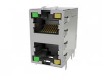 rje3028814f4 Amphenol Communications Solutions RJE30 Series Female Ethernet Connector, Through Hole, Cat3, Nickel Plated Copper