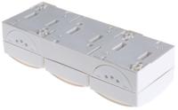 23003-ew-54 Busch Jaeger - ABB White 3 Gang Plug Socket, 16A, Type F - German Schuko, Outdoor Use