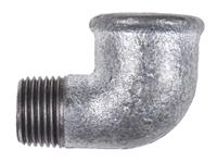 770092204 Georg Fischer Galvanised Malleable Iron Fitting, 90° Elbow, Male BSPT 1/2in to Female BSPP 1/2in