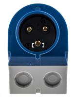 344 MENNEKES IP44 Blue Wall Mount 3P 25 ° Industrial Power Plug, Rated At 32A, 230 V