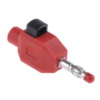 223006-22 Staubli Red Male Banana Plug, 4 mm Connector, Clamp Termination, 10A, 30 V, 60V dc, Nickel Plating
