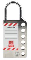 862-5155 RS PRO Chrome 6-Lock Stainless Steel Sheet Hasp Lockout, 8.25mm Shackle, 25mm Attachment