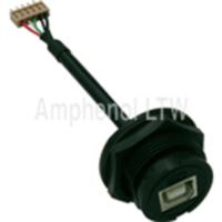 ub-20pmfp-lc7003 Amphenol Industrial Straight, Panel Mount Type B IP67 USB Connector