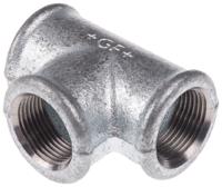 770130205 Georg Fischer Galvanised Malleable Iron Fitting Tee, Female BSPP 3/4in to Female BSPP 3/4in to Female BSPP 3/4in