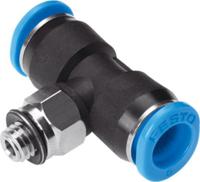 qsmt-m5-3 Festo QSMT Series Tee Threaded Adaptor, Push In 3 mm to Push In 3 mm, Threaded-to-Tube Connection Style, 153352