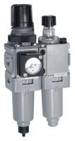 p31ca12memntlnw-r2 Parker G 1/4 FRL, Manual Drain, 5μ Filtration Size - With Pressure Gauge