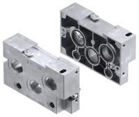 nev-01-vdma Festo NEV series 3 station G 1/2, G 1/8 Manifold End Base for use with Solenoid/Pneumatic Valves, 161104