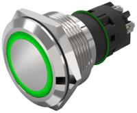 82-65521133 EAO 82 Series Illuminated Illuminated Push Button Switch, Momentary, Panel Mount, 22.3mm Cutout, SPDT, Green LED, 240V,