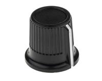 259-6913 RS PRO 16.2mm Black Potentiometer Knob for 6mm Shaft Splined