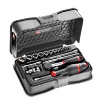 r161-2p6u Facom 17-Piece Imperial 1/4 in Standard Socket Set with Ratchet, 6 point