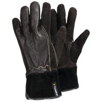 32-7 Tegera Black, Brown Kevlar Leather Work Gloves, Size 7