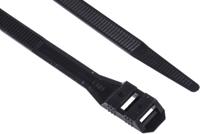 666-4685 RS PRO Cable Tie, Double Locking, 360mm x 9 mm, Black Nylon, Pk-100