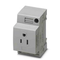 0804152 Phoenix Contact USA Mains Sockets, 15A Grey, DIN Rail Screw, 125 V