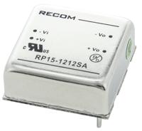 rp15-1212sa Recom RP15-A DC-DC Converter, 12V dc/ 1.3A Output, 9 → 18 V dc Input, 15W, Through Hole, +85°C Max Temp -40°C