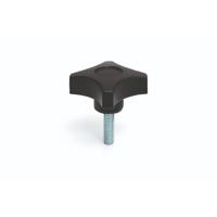 284-5496 RS PRO Black Thermoplastic Clamping Knob, M6 x 15, Threaded Mount