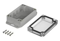 07711074-xm-110704-g-wl-7035 Bopla Euromas X Series Light Grey Polycarbonate Enclosure, IP66, IP68, IK07, Flanged, Clear Lid, 105 x 70 x 40mm