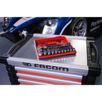 s161dbox1pb Facom 21-Piece Metric 1/2 in Standard Socket Set with Ratchet, 6 point