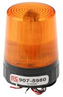 907-5980 RS PRO Amber Flashing Beacon, 10 → 100 V dc, Screw Mount, LED Bulb, IP67