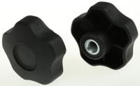702-7605 RS PRO Black Multiple Lobes Clamping Knob, M10, Threaded Hole