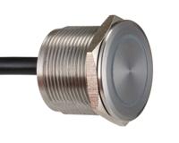 mpzi022fd124 Bulgin Illuminated Piezo Switch, Momentary, IP68, IP69K, Wire Lead, 1 A @ 24 V dc, -40 → +85°C Grey