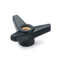 65681 Elesa  Black Glass Fibre Reinforced Polyamide Knob, M12, Threaded Through Hole